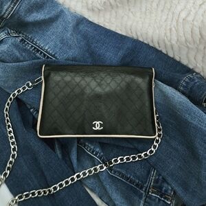 Authentic CHANEL CC WOC Crossbody, Clutch Leather Long Wallet CC Logo